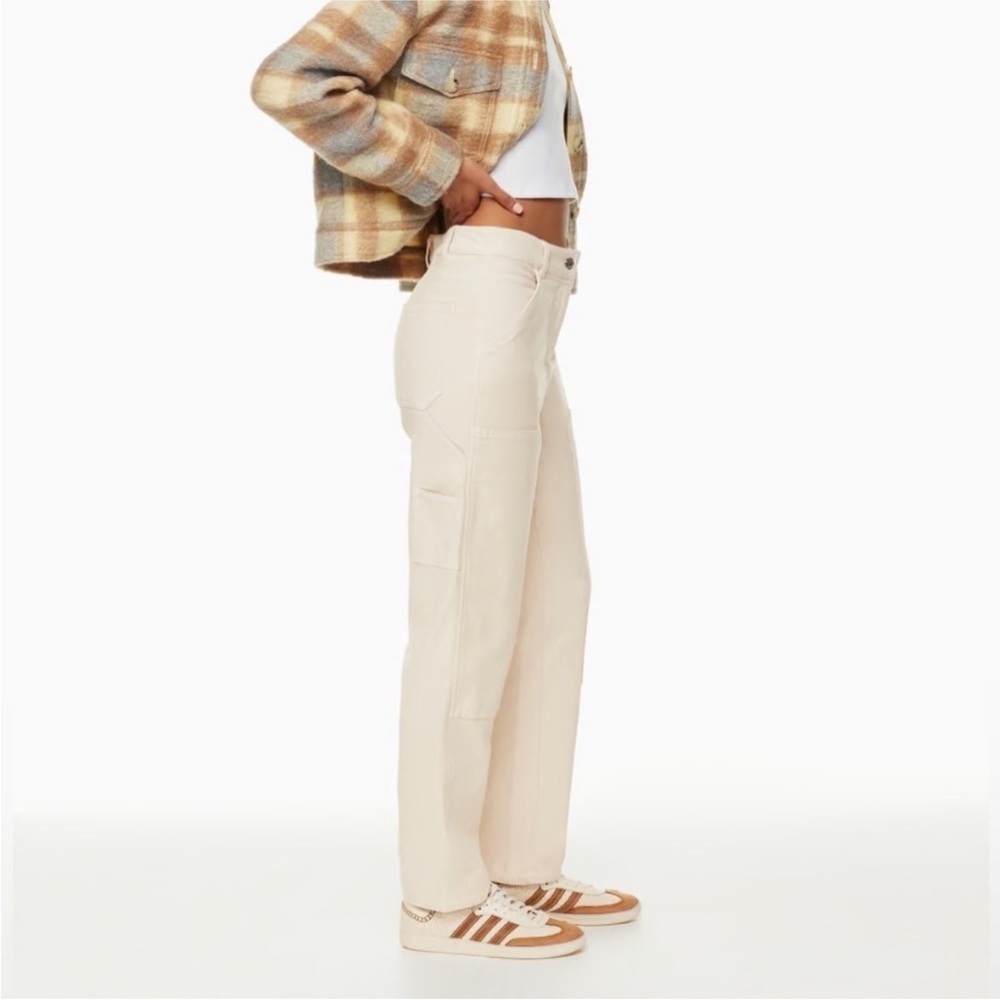 Aritzia Wilfred Free Brennan Cargo Utility Pants Cream Birch Size 6 Straight Leg - Picture 3 of 7